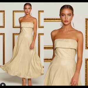 Kamilla Golden Goddess Strapless Dress